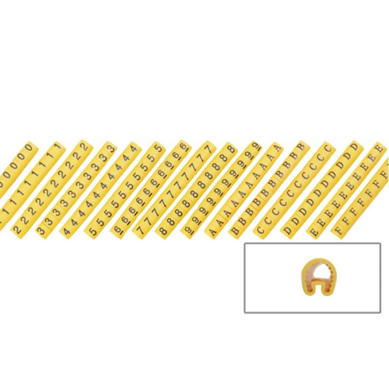 Kábeljelölő "0 - 9 + A - F" 3,5-7,5mm egységcsomag (160db) OEM *[15388]
