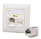 Fali aljzat RJ45 Cat6a SFTP 2port fehér Modulo50 KELine Fali aljzat RJ45 Cat6a SFTP 2port fehér Modulo50 KELine