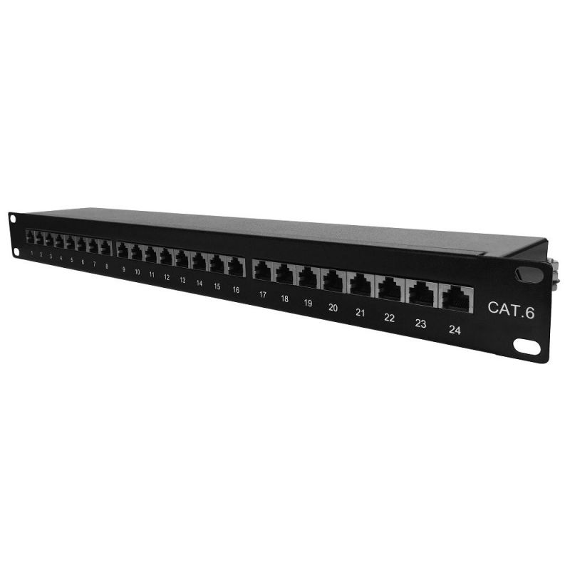 Patch panel Cat6 SFTP 24p rack 19" 1U 90° EXW [16398]