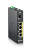 Switch  1G  5p (4x100M/1G RJ45 PoE+1G SFP) DIN RGS100-5P ZyXEL [16630]