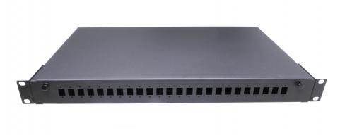 Patch panel opt. Üres 24p (24xSCslx/LCdlx/E2000) rack19"1U fiókos OptiC [17060]