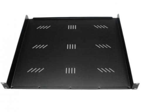 Rack polc 19" 1U 400mm fekete fix, perforált 3MM *(17477)