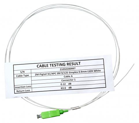 Pigtail kábel SM 9/125 SC/APC 2m LSZH (TB-O+) WH OptiC [17498]