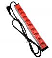 Elosztó rack 19"  9xSchuko forgatható, piros APower [17777]-a