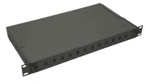 Patch panel opt. Üres 12p (12xSCslx/LCdlx) rack 19" 1U+ fiókos OEM [18223]