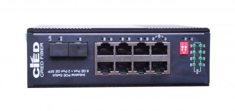 Switch  1G 10p (8x100M/1G RJ45 PoE+2x1GSFP) DIN IPS-2SF60008v2 CRD [18303]