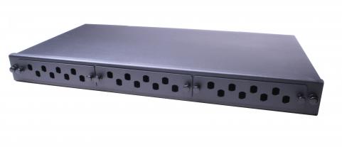 Patch panel opt. Üres 24p (24xST/FC) rack 19" 1U fiókos OptiC [18328]