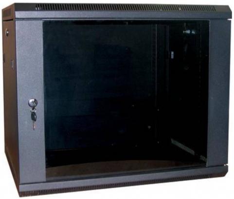 Rack szekrény 9U fali 19" fekete lapraszerelt WBFP9.6SGB Excel