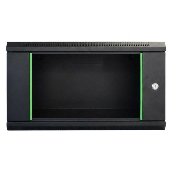 Rack szekrény  6U fali 19" 600x 450 fekete üveg a. RackSys [19035]