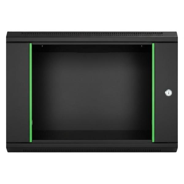Rack szekrény  9U fali 19" 540x 400 fekete üveg a. RackSys [19039]
