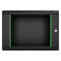 Rack szekrény  9U fali 19" 540x 400 fekete üveg a. RackSys [19039]