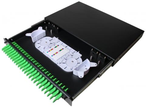 Patch panel opt. 24p (24xE2000slx) SM rack 19" 1U fiókos OptiC [19160]