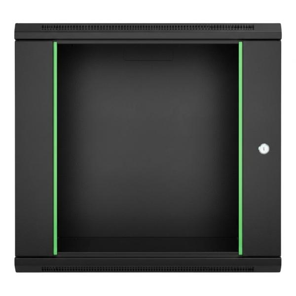 Rack szekrény 12U fali 19" 600x 450 fekete üveg a. RackSys [19183]