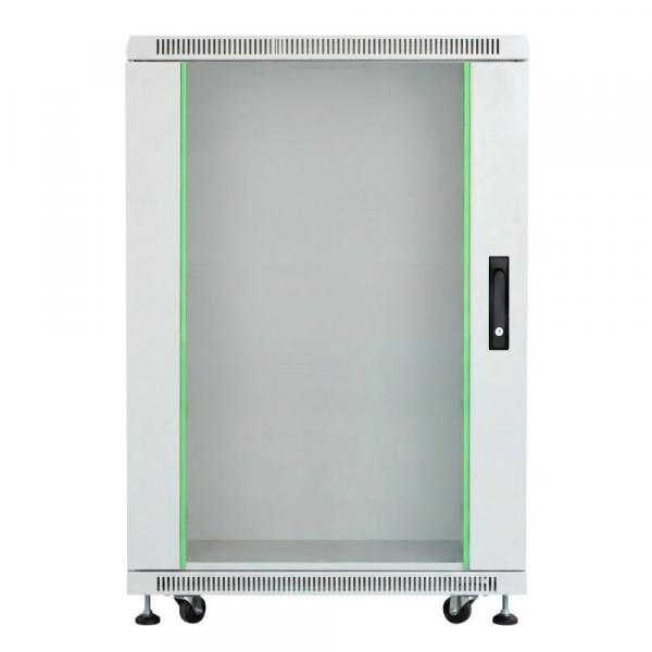 Rack szekrény 18U álló 19" 600x 800 szürke üveg a. RackSys [19190]