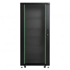 Rack szekrény 27U álló 19" 600x 800 fekete üveg a. RackSys [19211]
