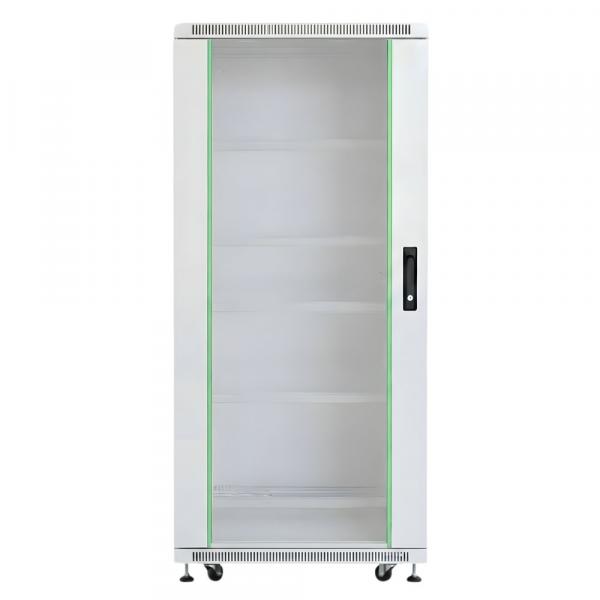 Rack szekrény 27U álló szerver 19" 600x1000 szürke üveg a. RackSys [19214]