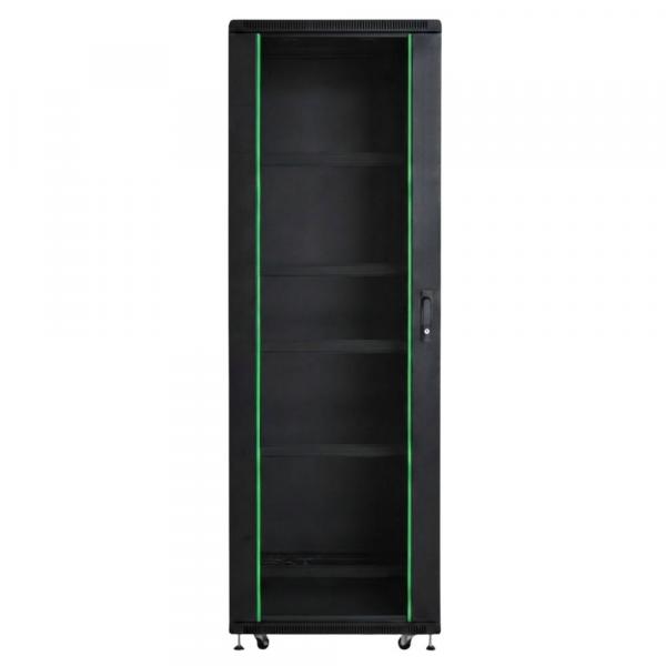 Rack szekrény 37U álló 19" 600x 600 fekete üveg a. RackSys [19229]